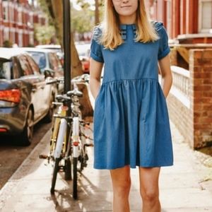 Pepaloves Denim Sailor Dress with Peter Pan Collar